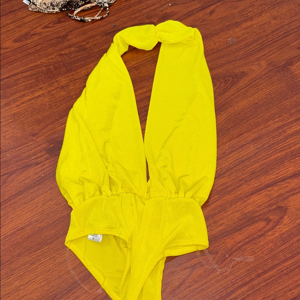 Girls Yellow Halter One-Piece Bodysuit
